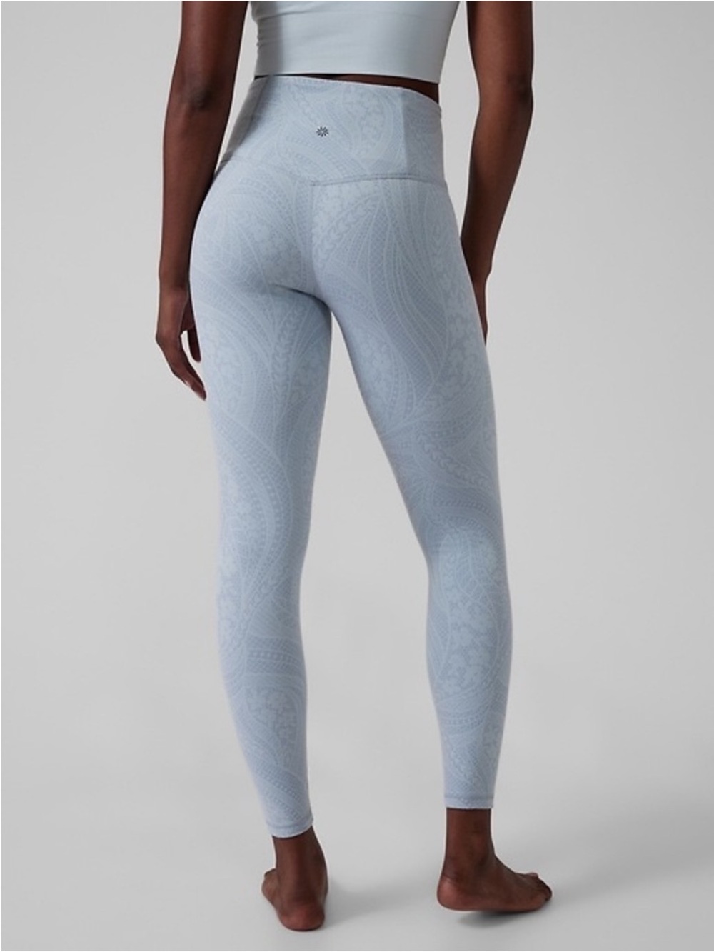 Athleta Elation Light Gray Blue Paisley-Textured High-Waist Leggings